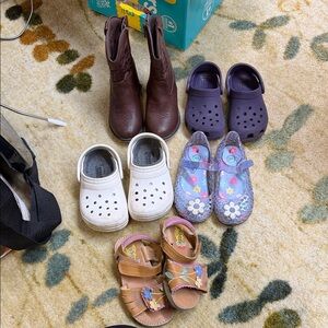 Kids Crocs-Style Purple Clogs - Casual Slip-On Shoe- Cow Girl Boots